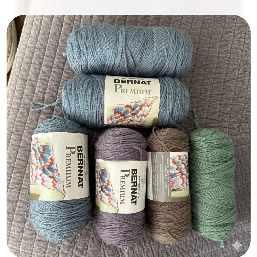 Bernat Premium Yarn Set - Blue, Purple, Brown, Green